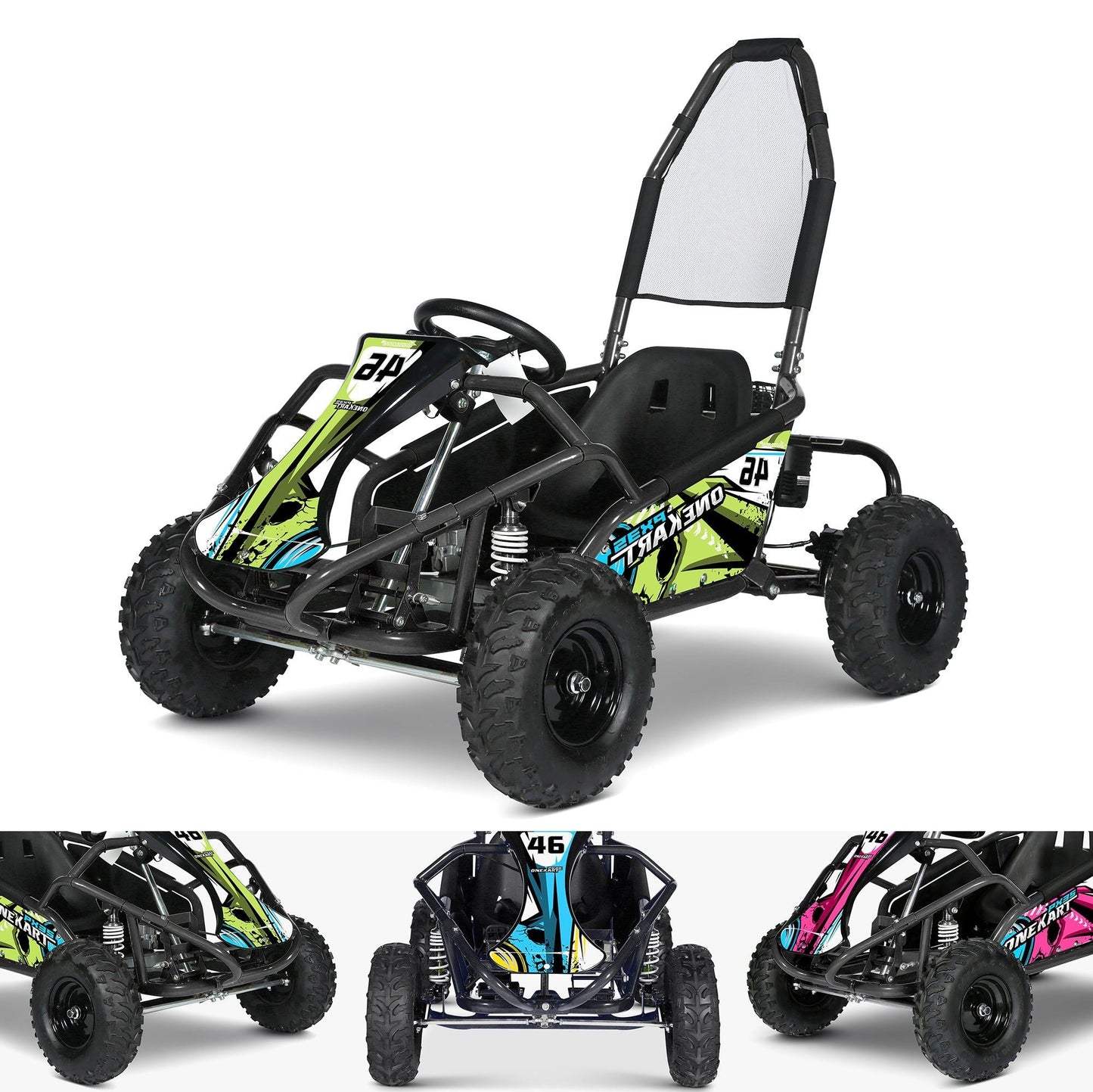 Kids 98cc Petrol Go Kart Buggy 4 Stroke Off Road Tyres OneKart PX3S Ride on
